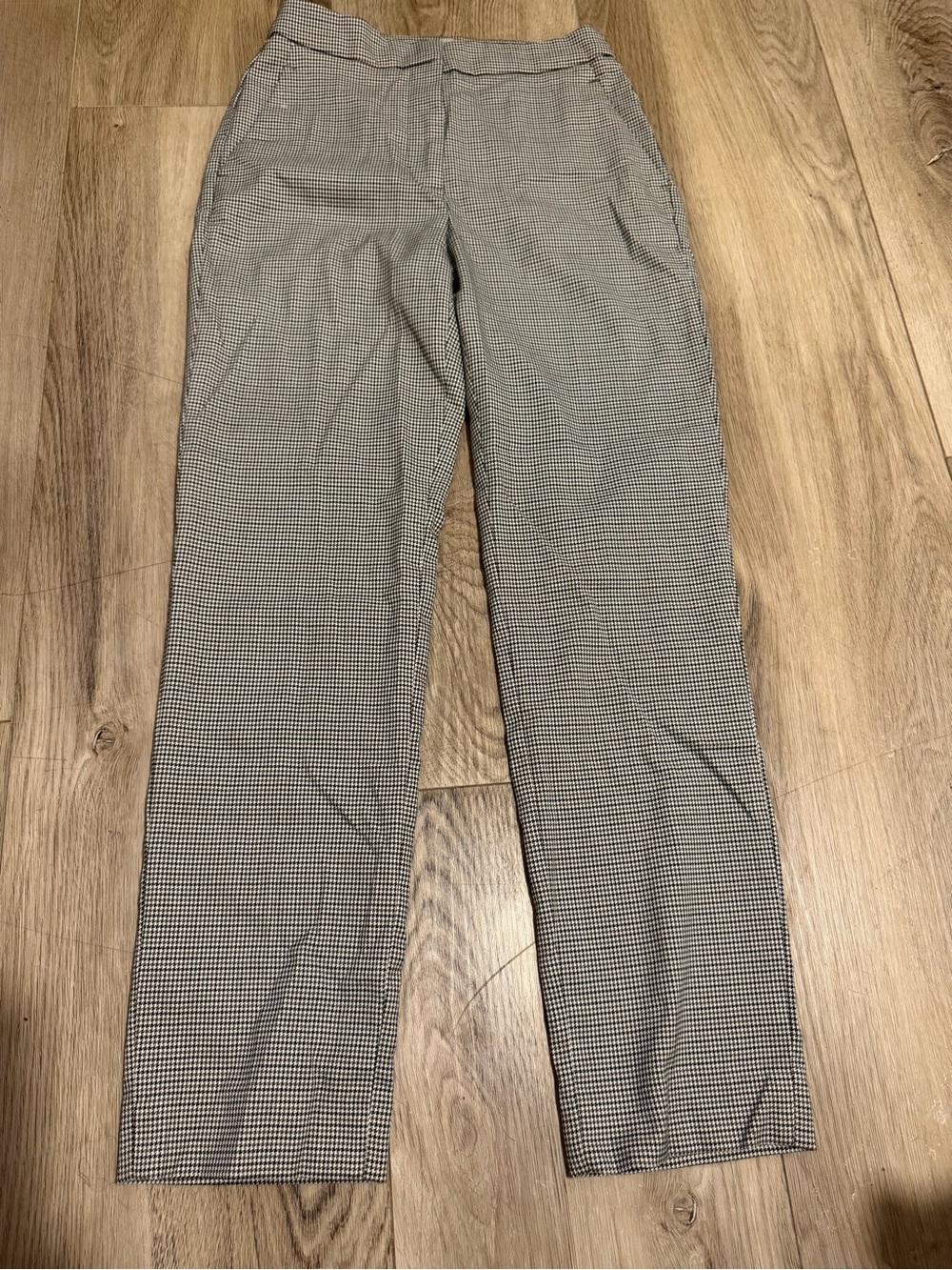 High-Rise Houndstooth Straight Leg Pants - Black, Brown, & White
